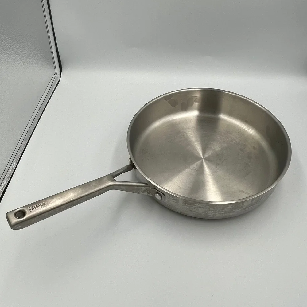 Ninja Cookware Set Unisex 8in 10in Silver Very Good Stainless Steel Saucepan Pan